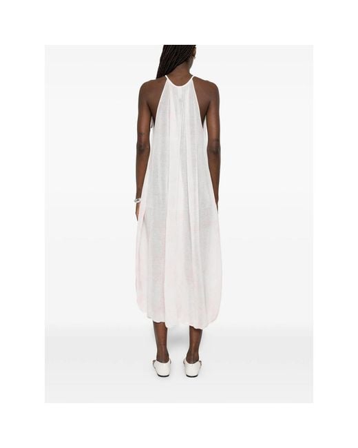 CFCL White Plissé Sleeveless Midi Dress