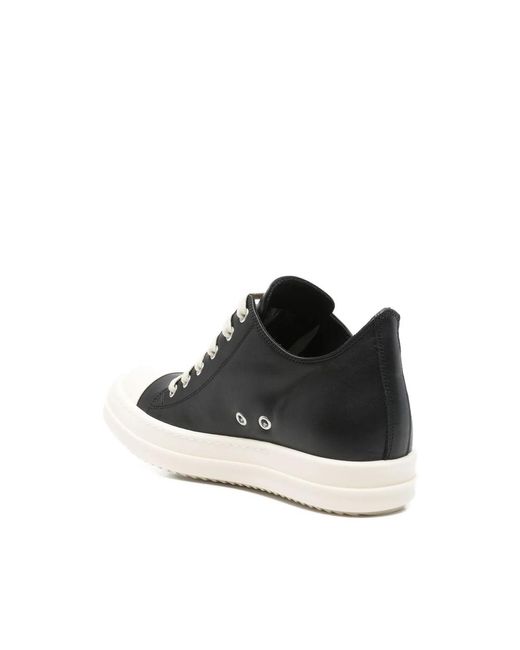 Rick Owens Black Leather Sneakers