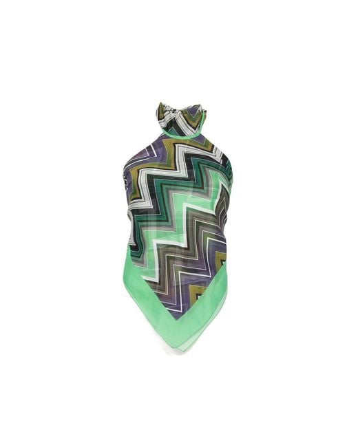 Missoni Green Zigzag-Print Halterneck Top