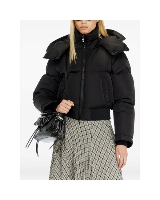 DIESEL Black Wrinkled-Nylon Down Puffer Jacket With Detachable Hood