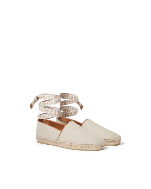 Stella McCartney Natural Logo-Lettering Flat Espadrilles