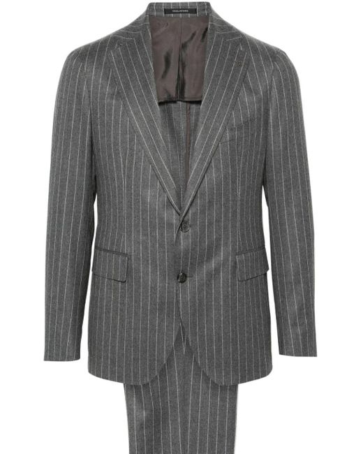 Tagliatore Gray Single-Breasted Striped Suit for men