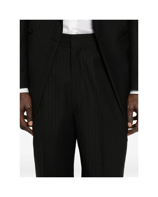 Reveres 1949 Black Shawl-Lapel Striped Suit for men