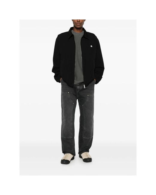Carhartt Black Madison Logo-Embroidered Corduroy-Collar Zip-Up Ripstop Cotton Jacket for men