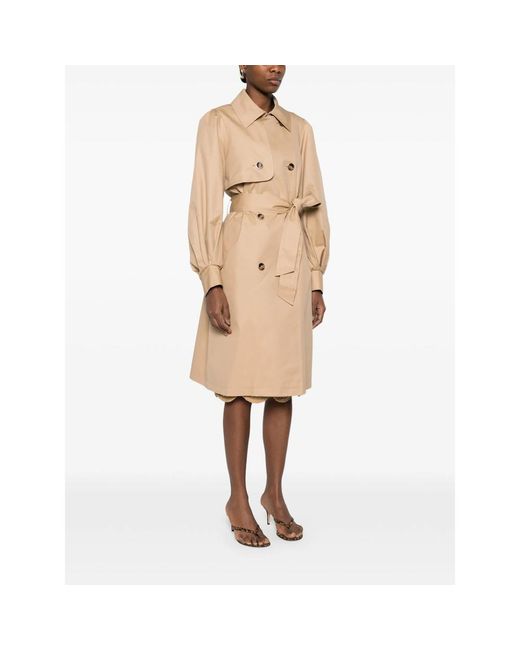 Twinset Natural Double Breasted Gabardine Trench Coat