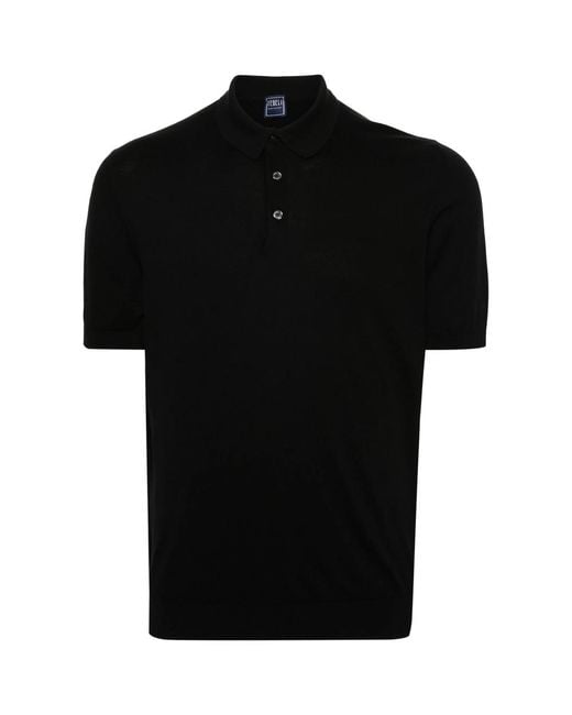 Fedeli Black Sportman Cotton Polo Shirt for men