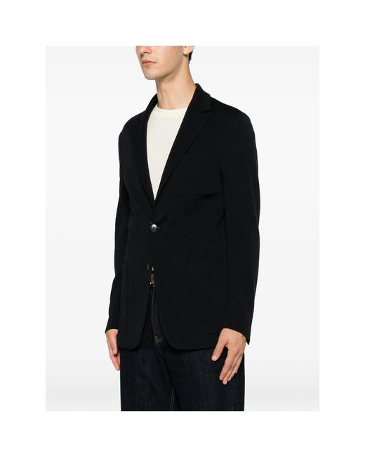 Canali Black Single-Breasted Notched-Lapel Blazer for men
