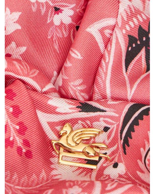 Etro Pink Floral-Print Silk Hair Band