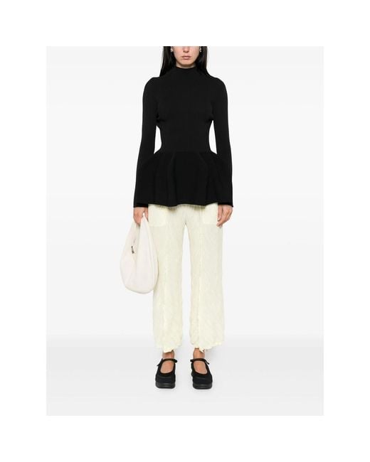 CFCL Black Pottery Ribbed Peplum Top
