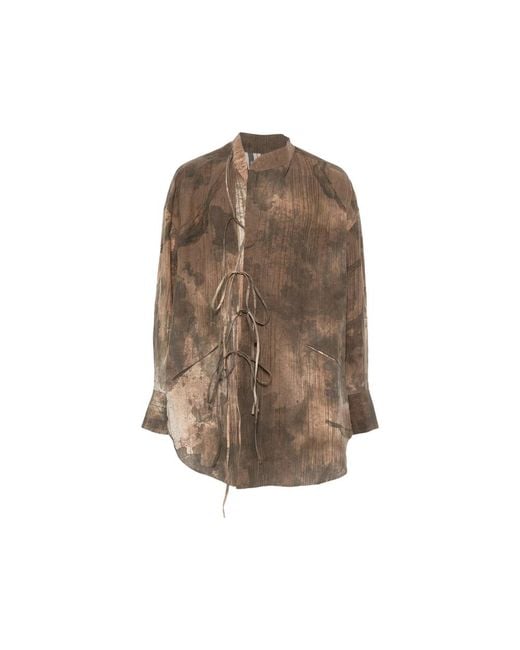Ziggy Chen Brown Abstract-Print Tie-Fastening Jacket for men