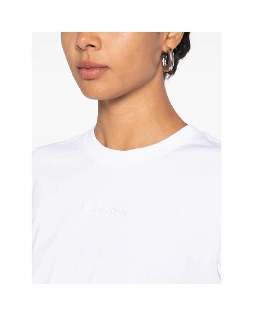 Calvin Klein White Logo-Embroidered T-Shirt