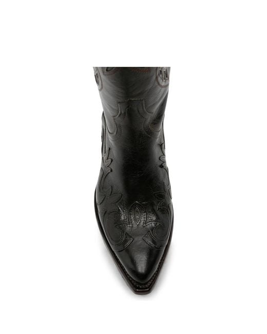 Eraldo Black Leather Cowboy Boots