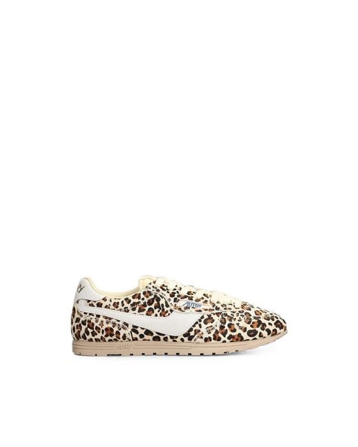 Autry Metallic Windspin Low Leopard-Print Leather Sneakers