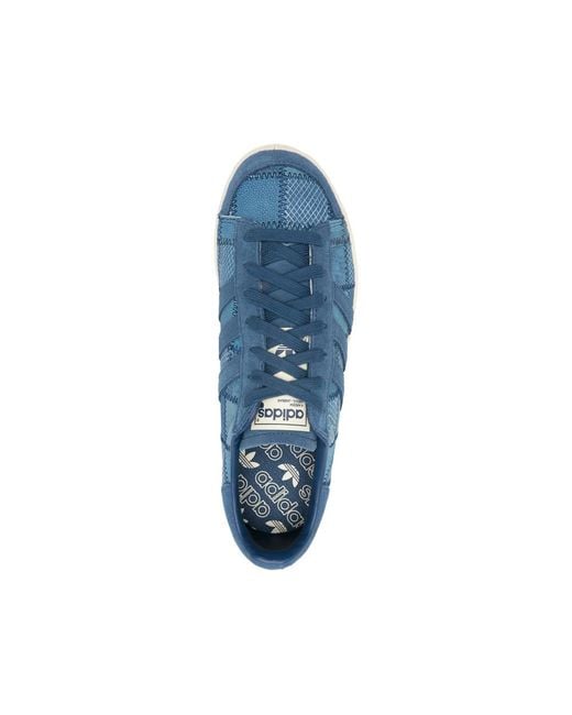 Adidas Blue Jabbar Lo Patchwork-Design Sneakers