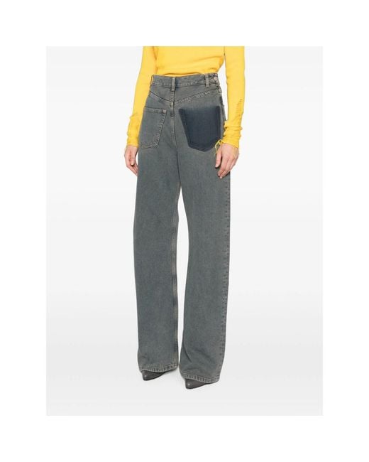 MM6 by Maison Margiela Blue Faded-Effect Patch-Detail Jeans