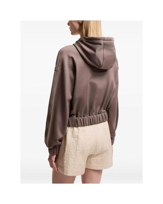 Moncler Brown Logo-Patch Zip-Up Hoodie