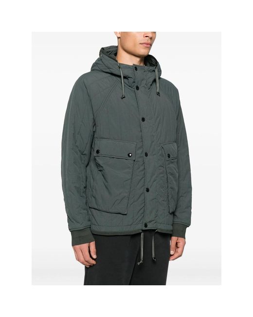 C P Company Green C. P. Company Quilted Hooded Jacket for men