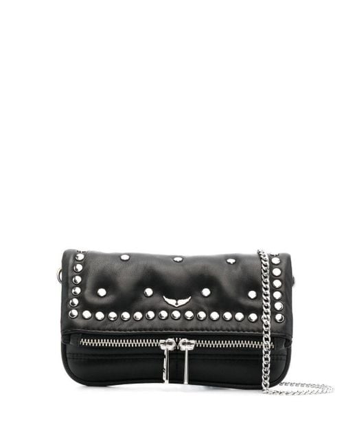 Zadig & Voltaire Leather Rock Nano Rider Crossbody Bag in Black Save