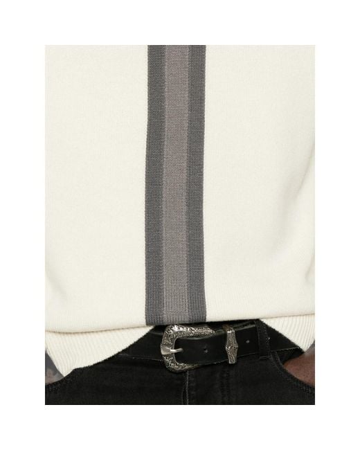 Gucci White Stripe-Detail Crew-Neck Sweater for men