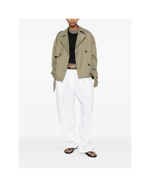 THE NINA STUDIO Green Double-Breasted Belted Jacket