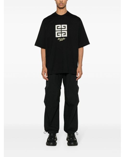 Givenchy Black Logo-Embroidered Cotton T-Shirt for men