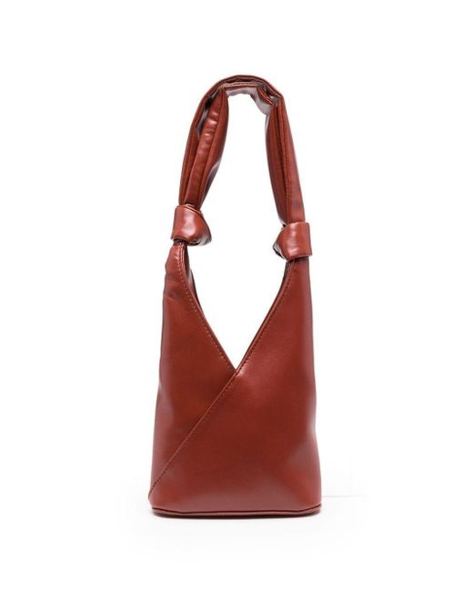 MM6 by Maison Martin Margiela Red Knot-detail Leather Tote