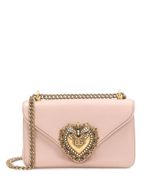 Dolce & Gabbana Pink Medium Devotion Leather Crossbody Bag