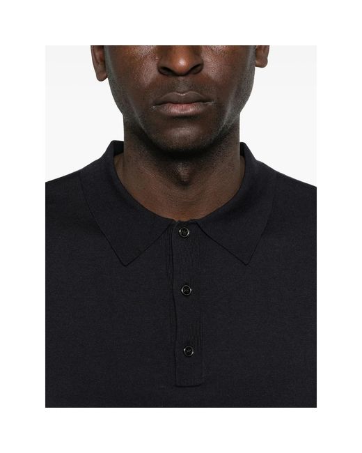 Studio Nicholson Black Arieta Button Short-Sleeve Polo Shirt for men