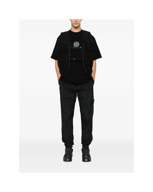 Stone Island Black Logo-Print Crew-Neck T-Shirt for men