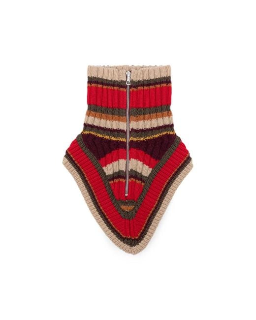 Dries Van Noten Red Striped Zip-Up Scarf for men