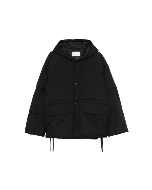 TONYWACK Black Hooded Padded Coat for men