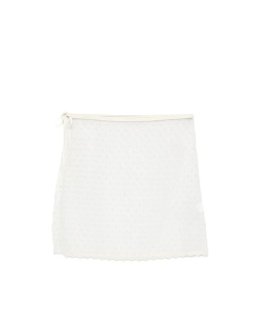 DUNST White Dotted Lace Skirt