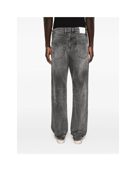 0123456789 Gray Logo-Patch Jeans for men
