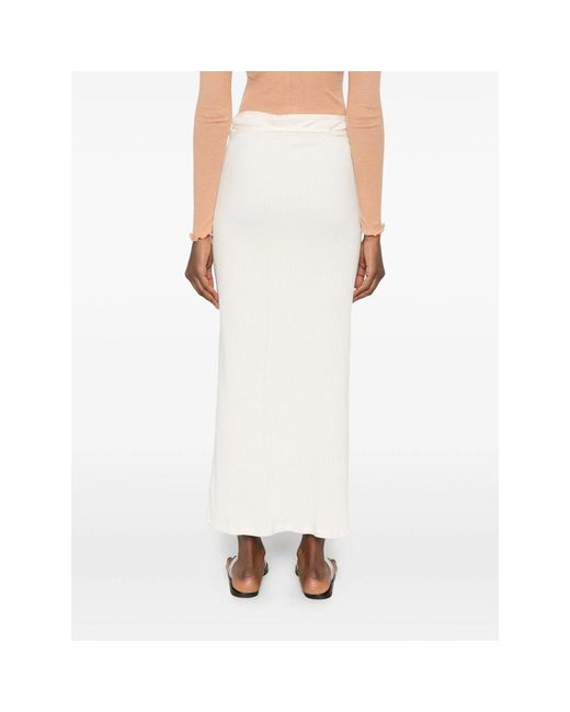 Baserange White Brig Ribbed Maxi Skirt