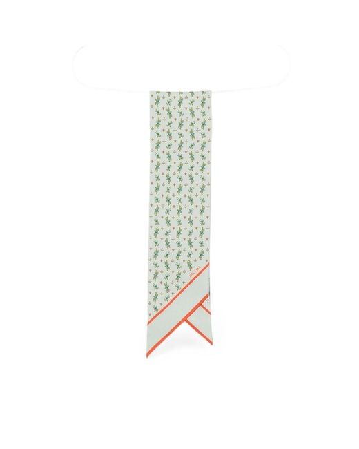 Prada Green Floral-Print Scarf