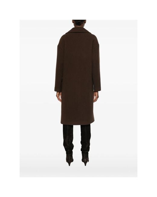 LE SULLY STUDIO Brown Double-Breasted Notched-Lapel Coat