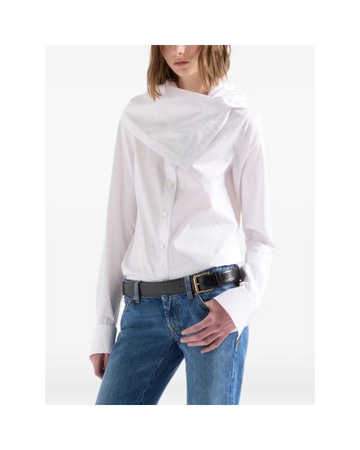 7 For All Mankind White High Neck L/S Shirt