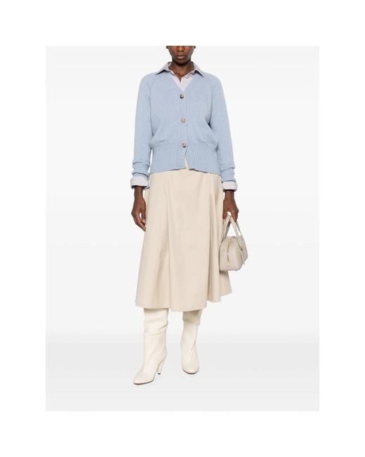 Aragona Blue V-Neck Ribbed-Knit Cardigan