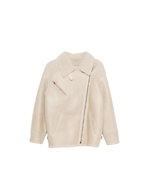 Isabel Marant Natural Adelina Shearling Zip Jacket