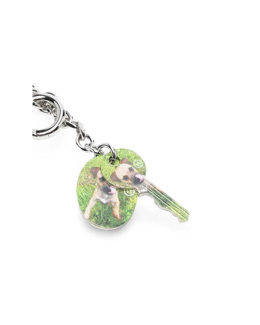 Maison Margiela Metallic Dog-Print Keyring