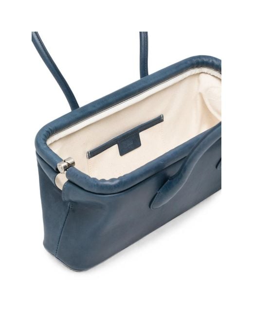 OSOI Blue Boat Aged-Effect Leather Tote Bag