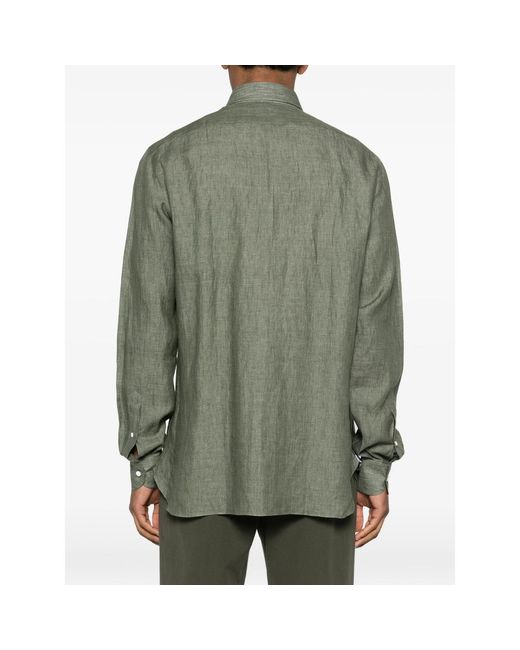 Isaia Green Button-Fastening Shirt for men