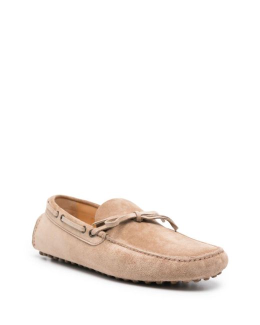 Brunello Cucinelli Pink Suede Boat Shoes for men