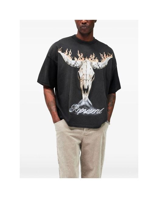 Represent Blue T-Shirt Cotton-Hemp for men