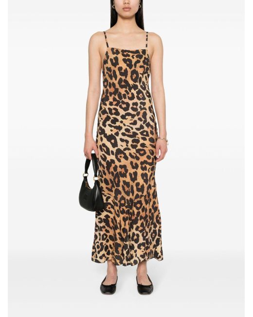 Musier Paris Natural Leopard-Print Maxi Dress