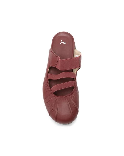 PUMA Brown Speedcat Logo-Embossed Leather Mules