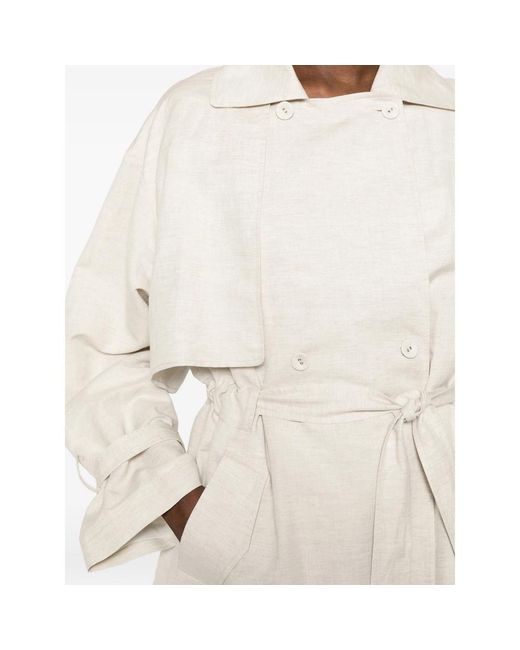 Viktoria Chan White Double-Breasted Belted Trench Coat