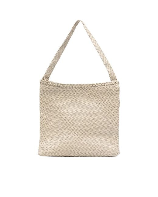 Dragon Diffusion Natural Woven-Leather Shoulder Bag