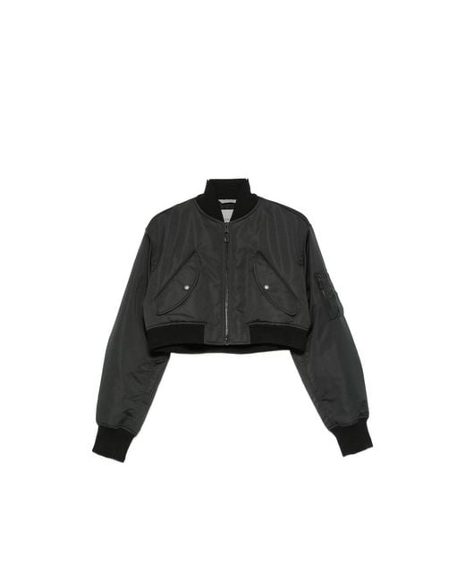 Balenciaga Black Cropped Bomber Jacket