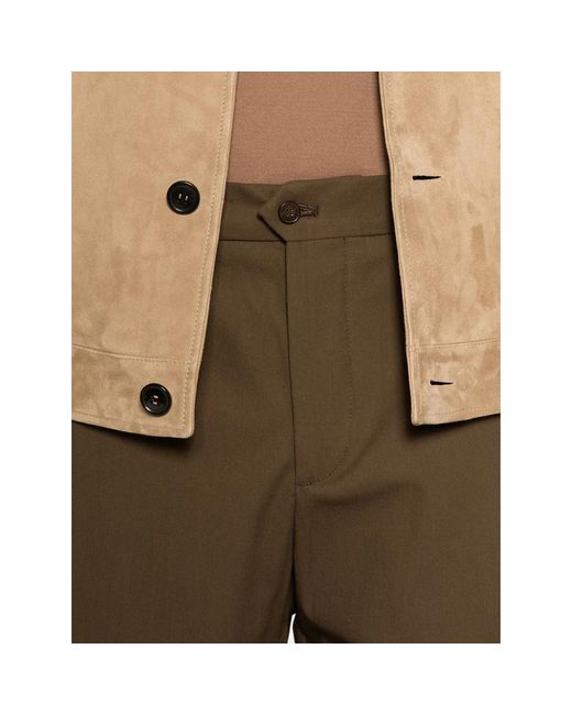 BRIGLIA Brown Pleated Trousers for men